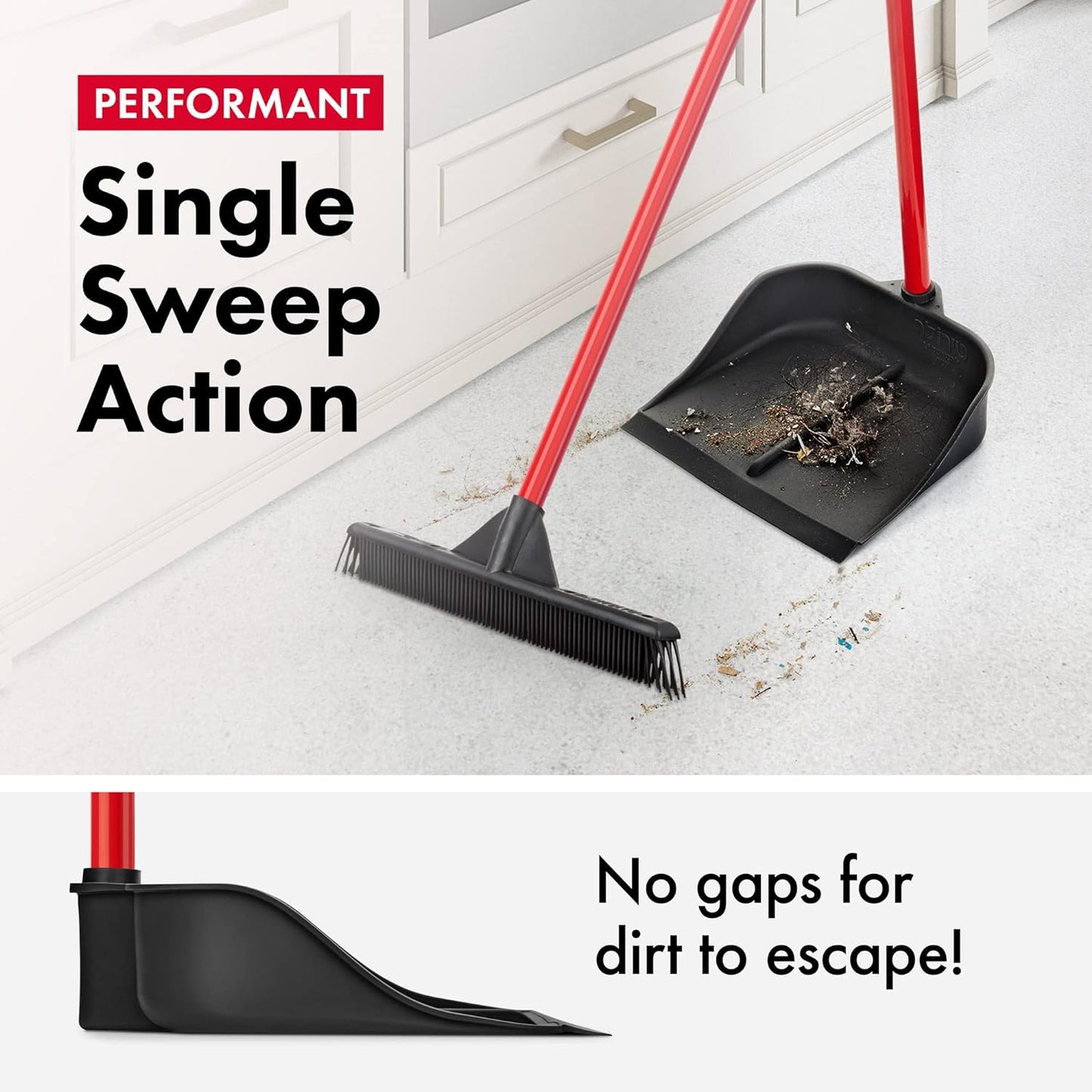 Rubber Dustpan with 29" Long 2-Part Handle