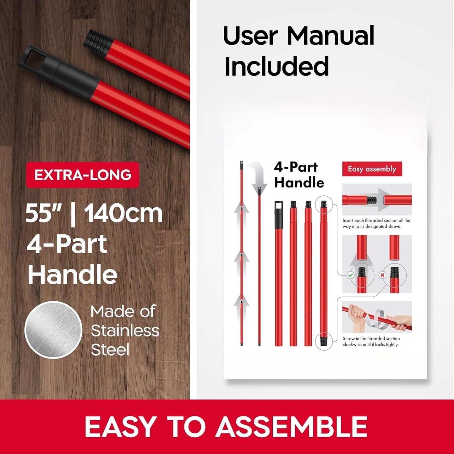 4-Part Handle - 55 Inches Long
