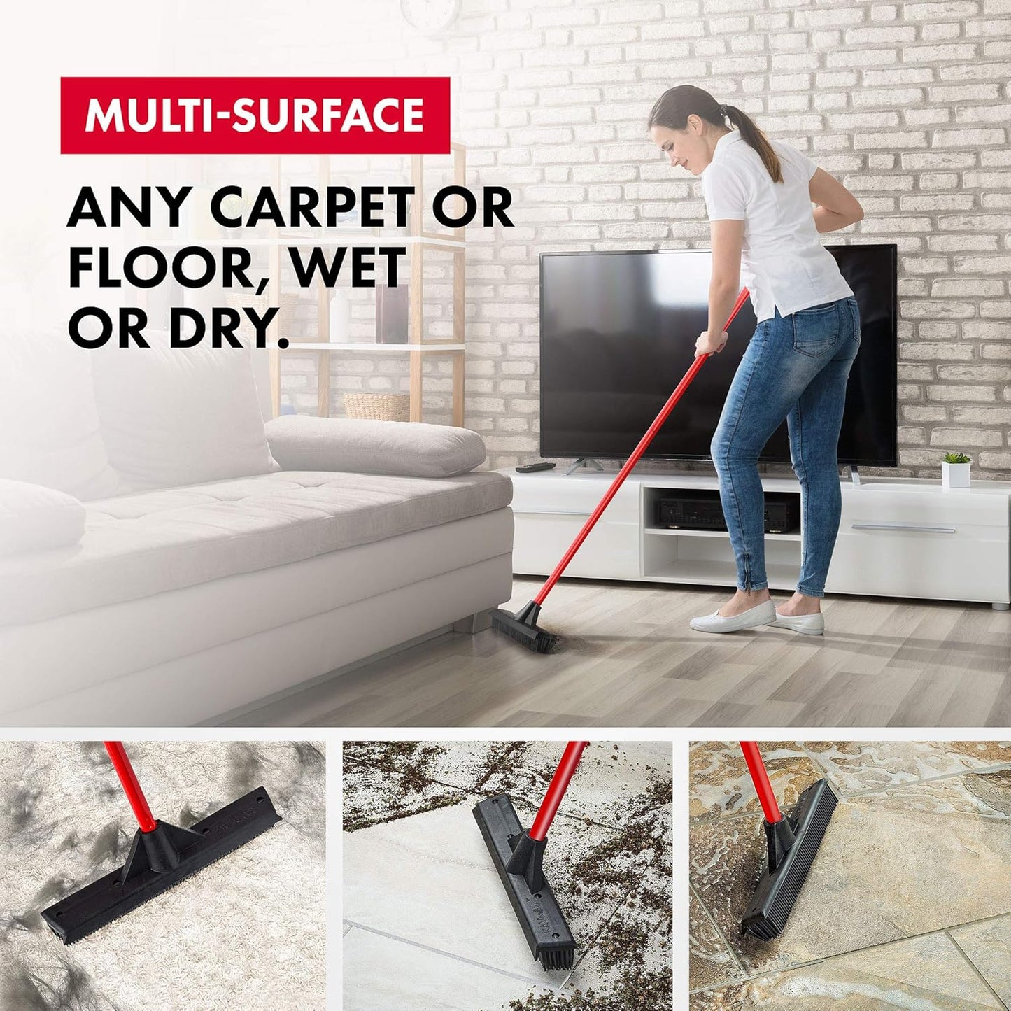 2 in 1 Rubber Broom & Squeegee