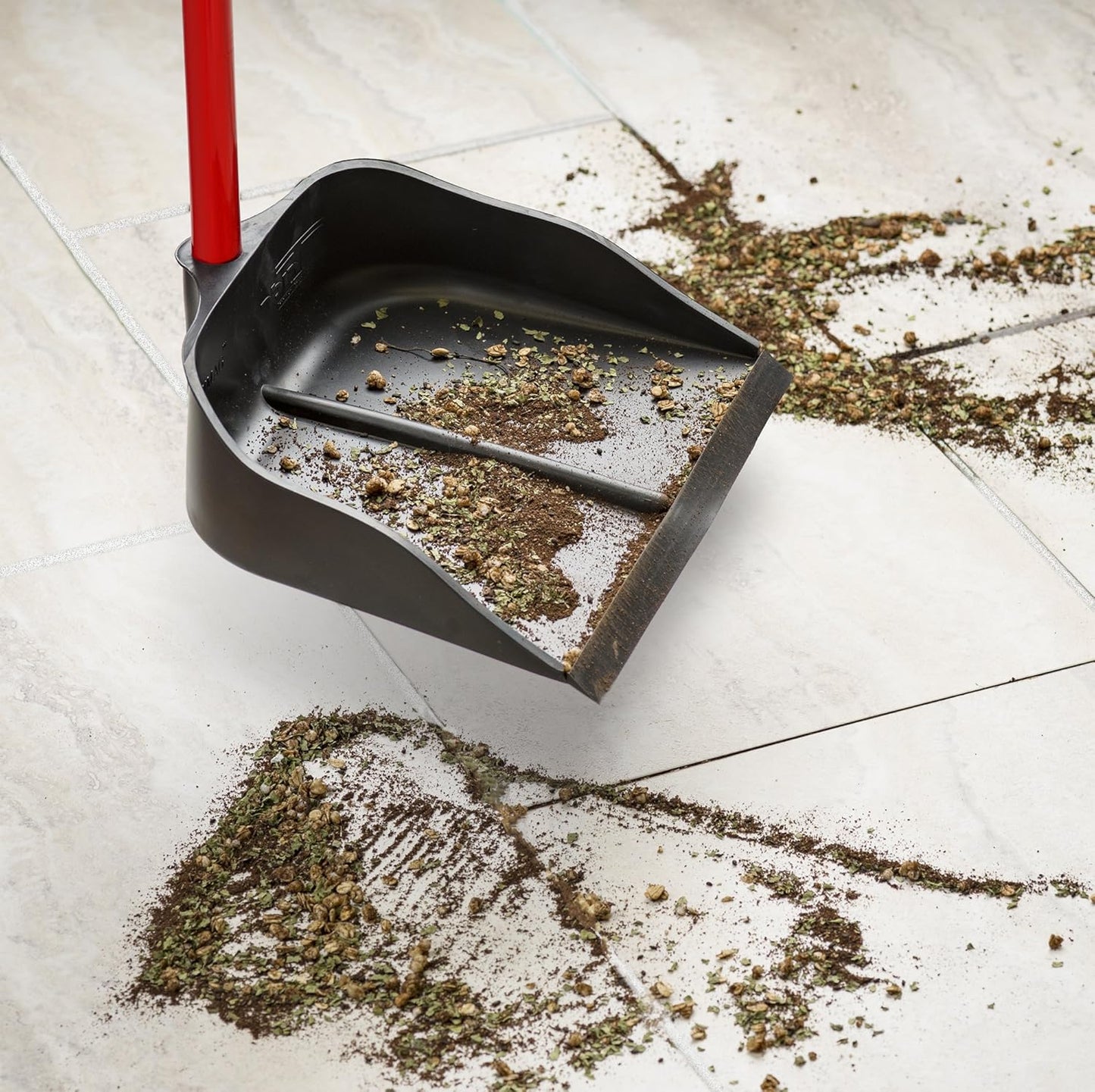 Rubber Dustpan with 29" Long 2-Part Handle
