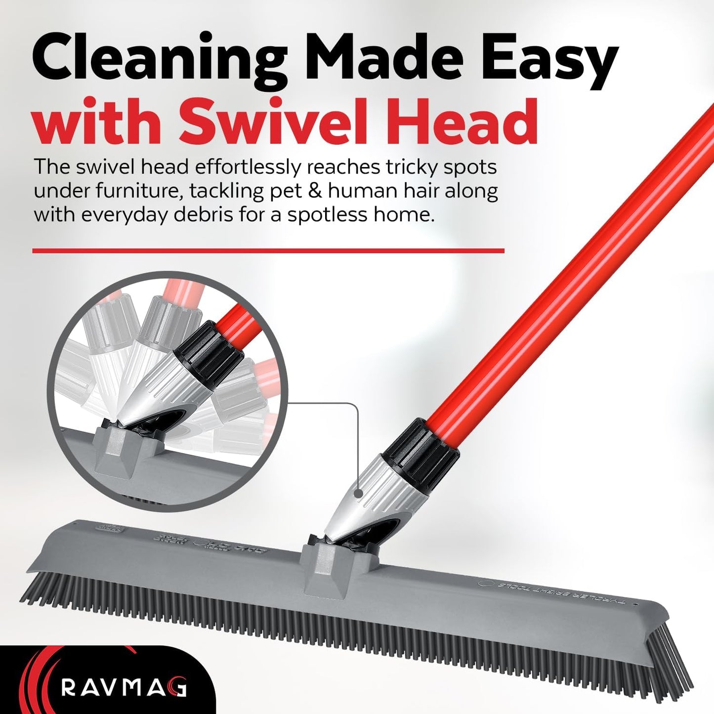 2-in-1 Silicone Broom and Squeegee - Swivel Head